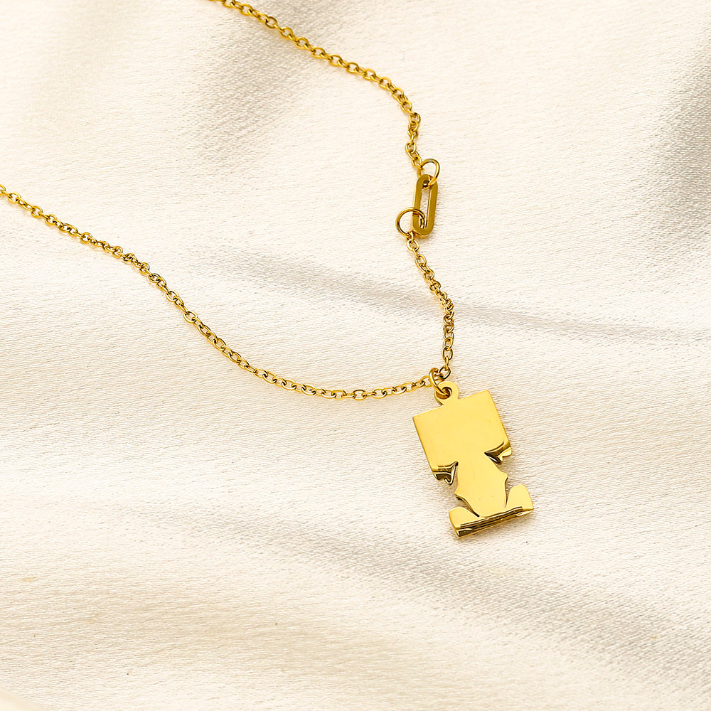 304 Stainless Steel Sculpted Monogram Pendant Necklace