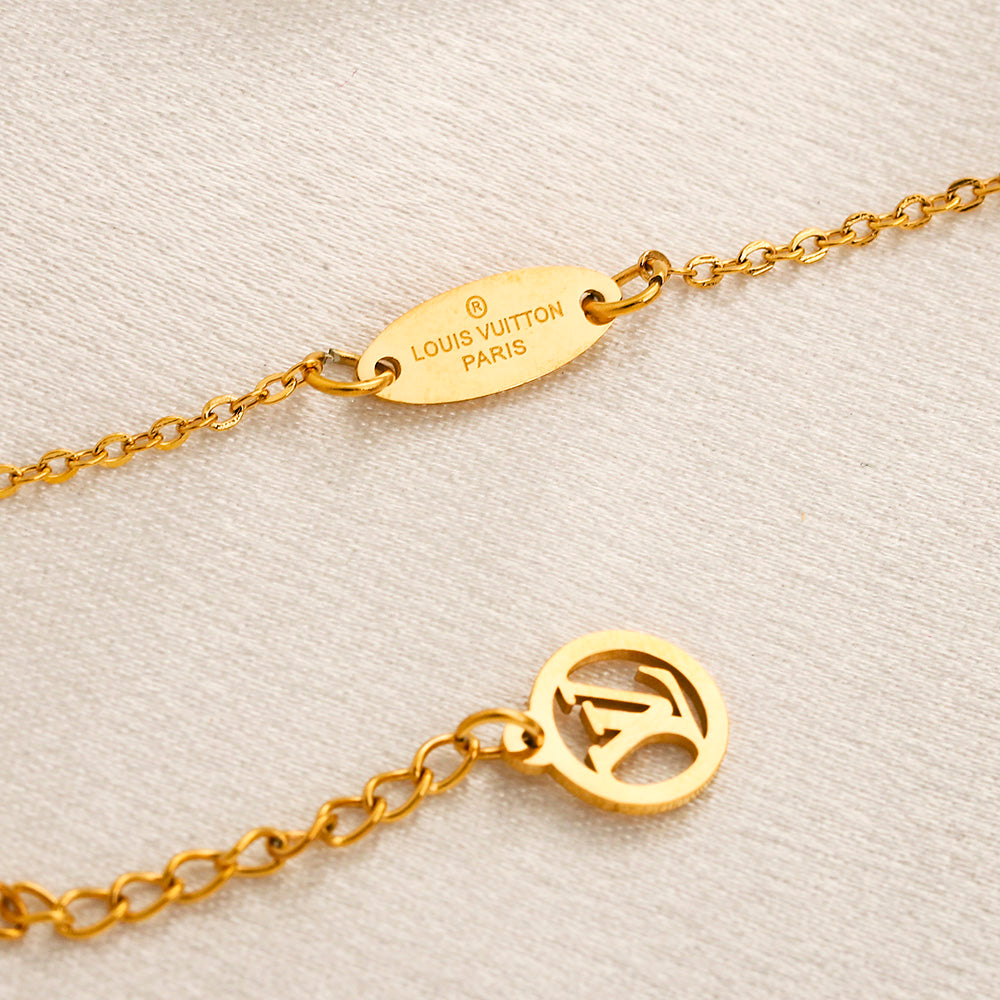 304 Stainless Steel Monogram & Floral Pendant Bracelet & Necklace - Individual or Set