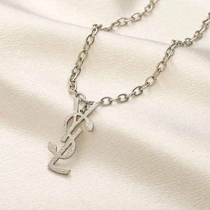 304 Stainless Steel Round-Link Chain Monogram Necklace