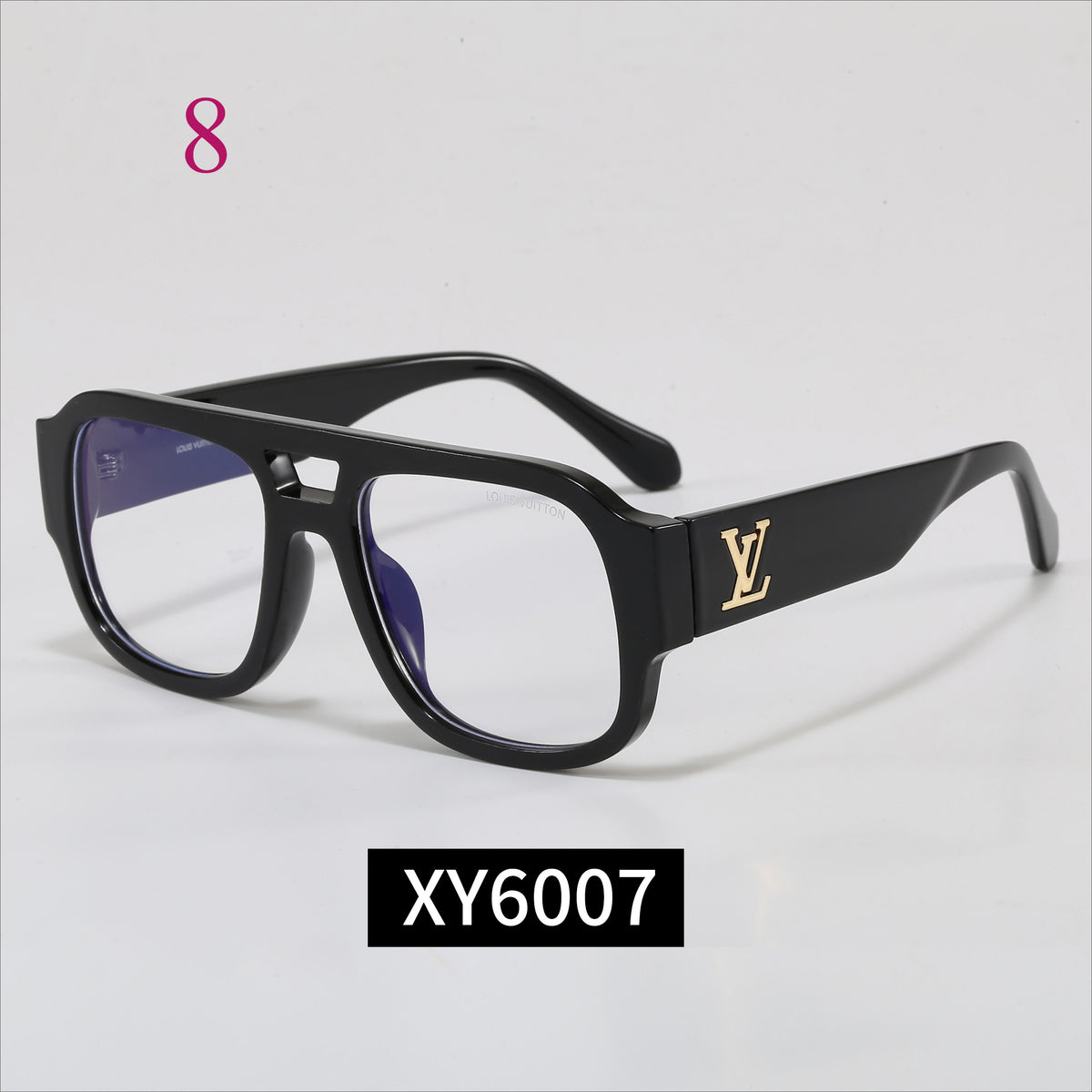 Rectangular Monogram-Temple Glasses - Clear and Tinted Lens Options
