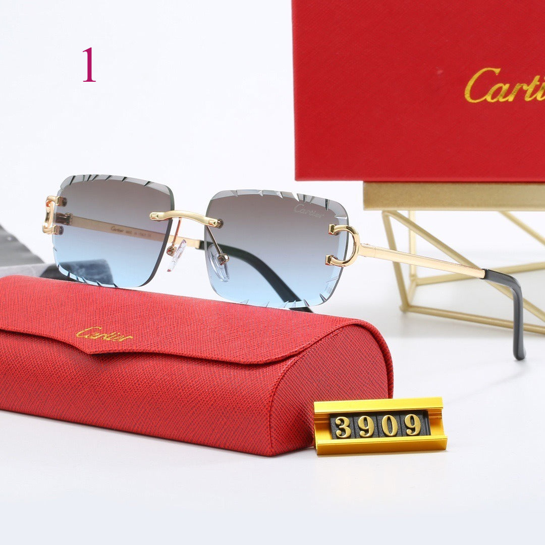 Rimless Rectangle Sunglasses with Double-Bar Temples