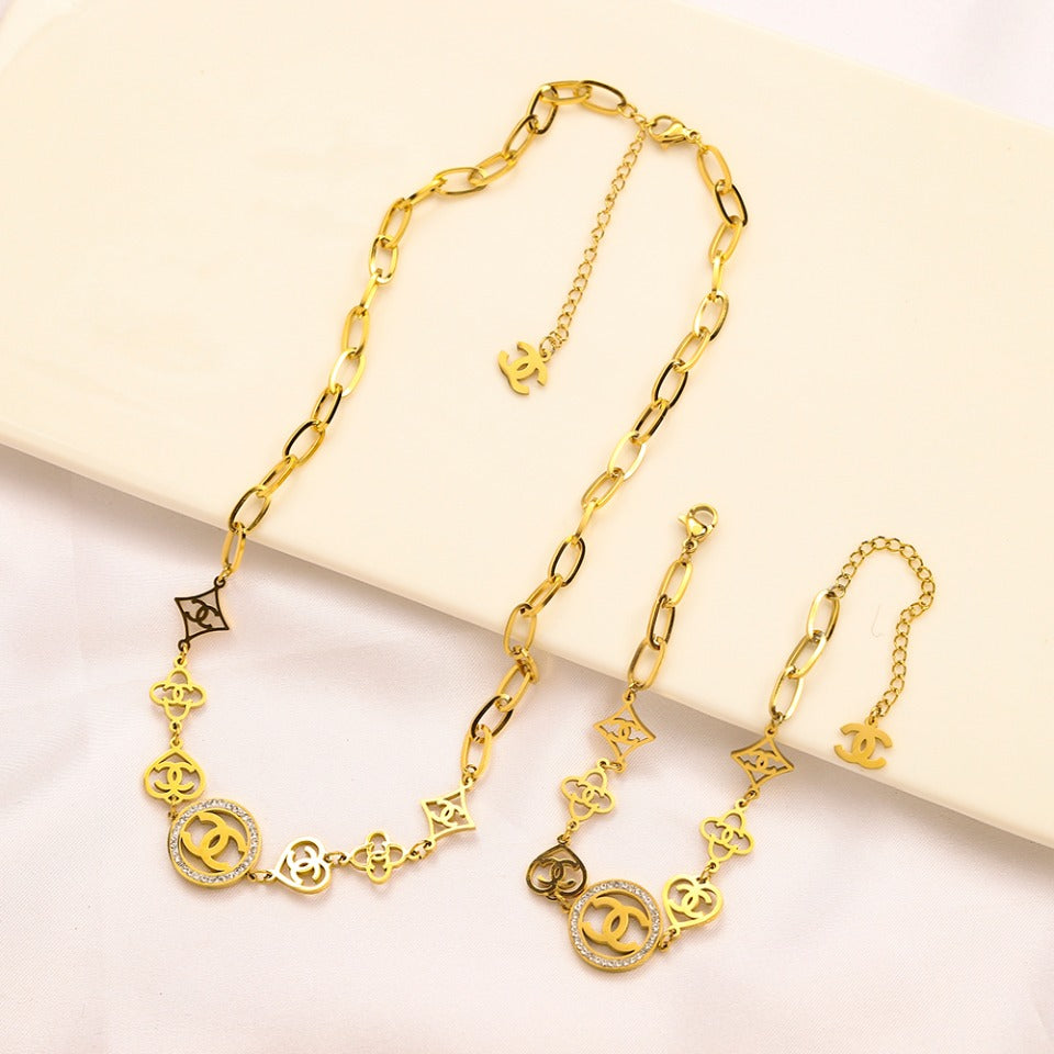 Set Collana Bracciale in Acciaio Inox 304