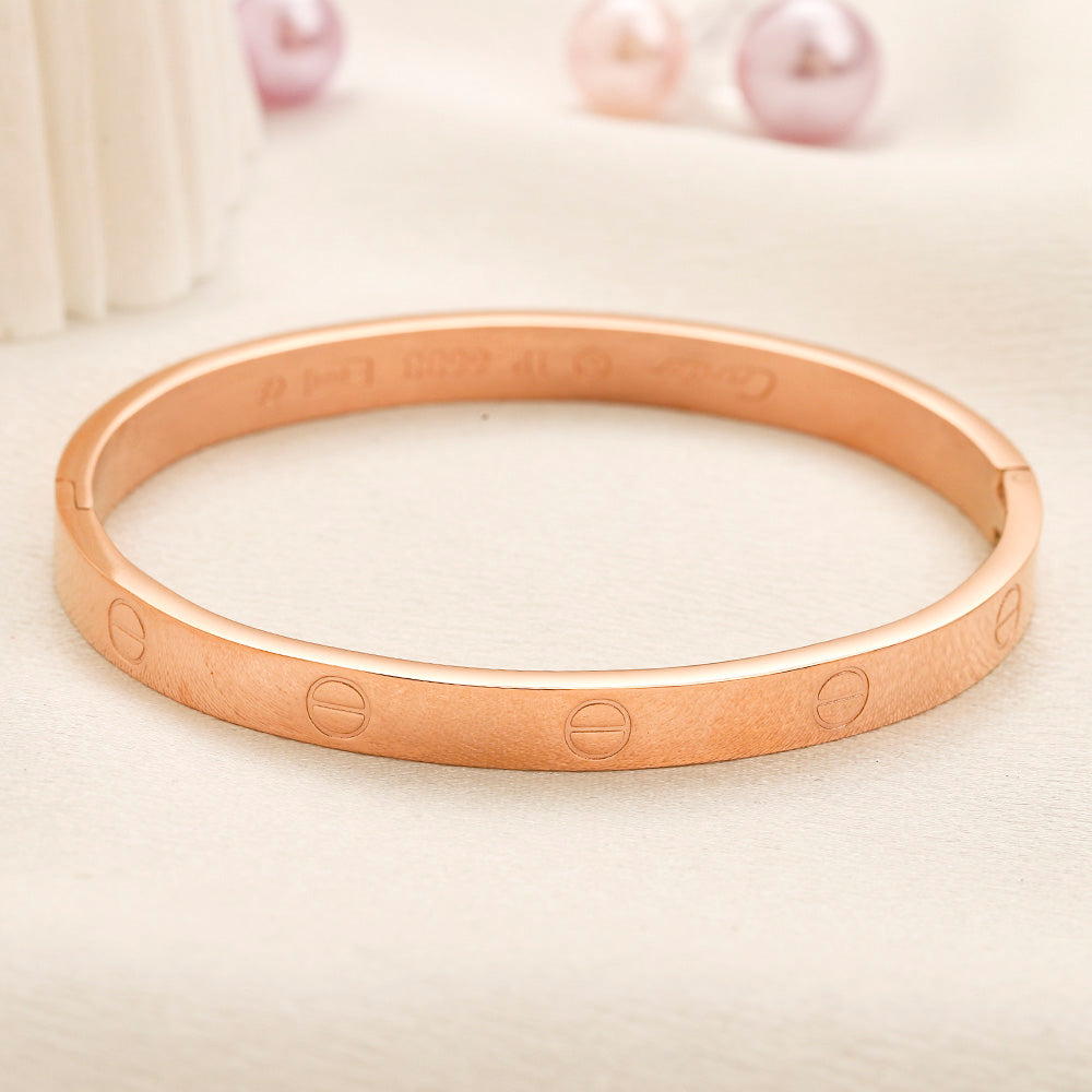 304 Stainless Steel Screw-Motif Band Bangle Bracelet
