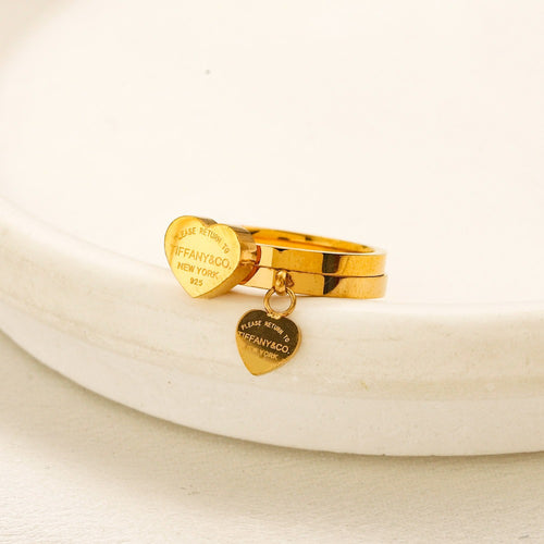 Copper Zirconium Real Gold Plated Ring,Rings Collection、T*ffany  Series