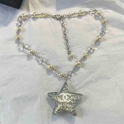 Faceted Bead Necklace with Star Pendant