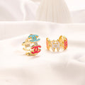 304 Stainless Steel Colorful Interlocking-C Stud Earrings
