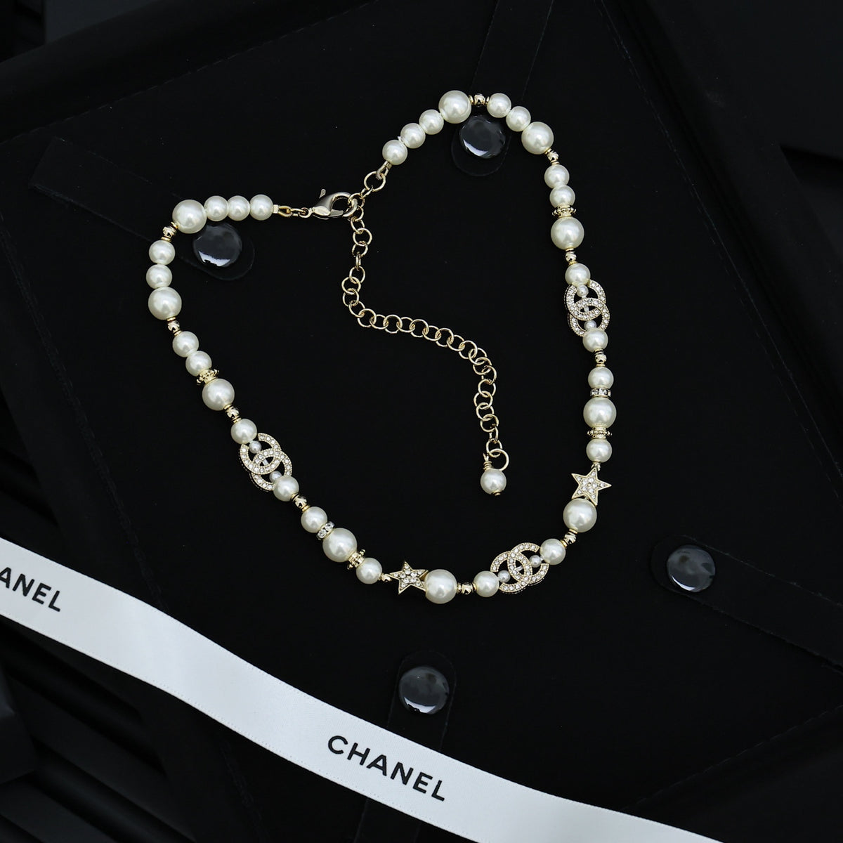 Pearl-Look Bead & Oval-Link Necklace
