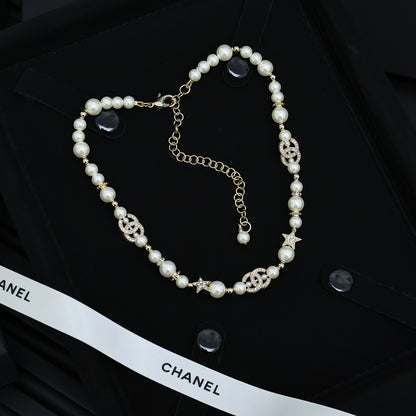 Pearl-Look Bead & Oval-Link Necklace