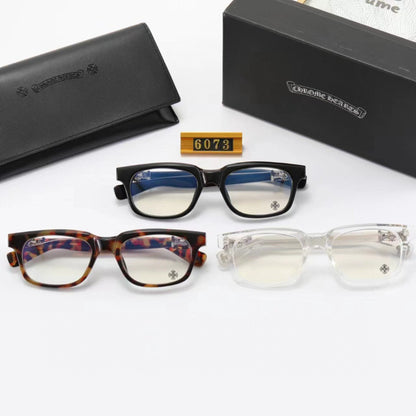 Rectangular Clear-Lens Glasses with Decorative Temples