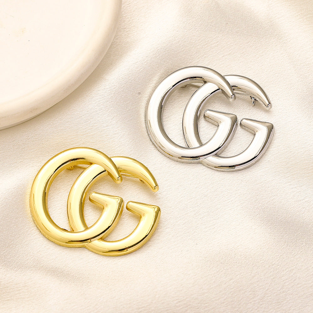 Alloy Steel Stamped Logo Brooch,Brooches Collection、GU*CI Series