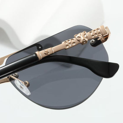 Slim Aviator Sunglasses with Straight Brow Bar