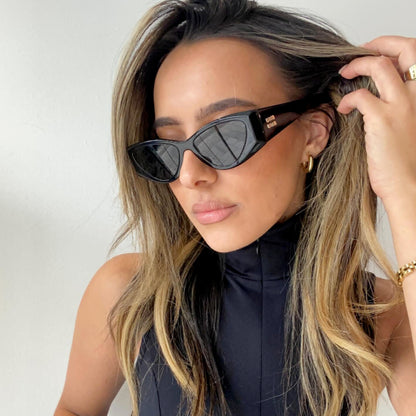 Slim Rectangular Sunglasses with Tapered Temples