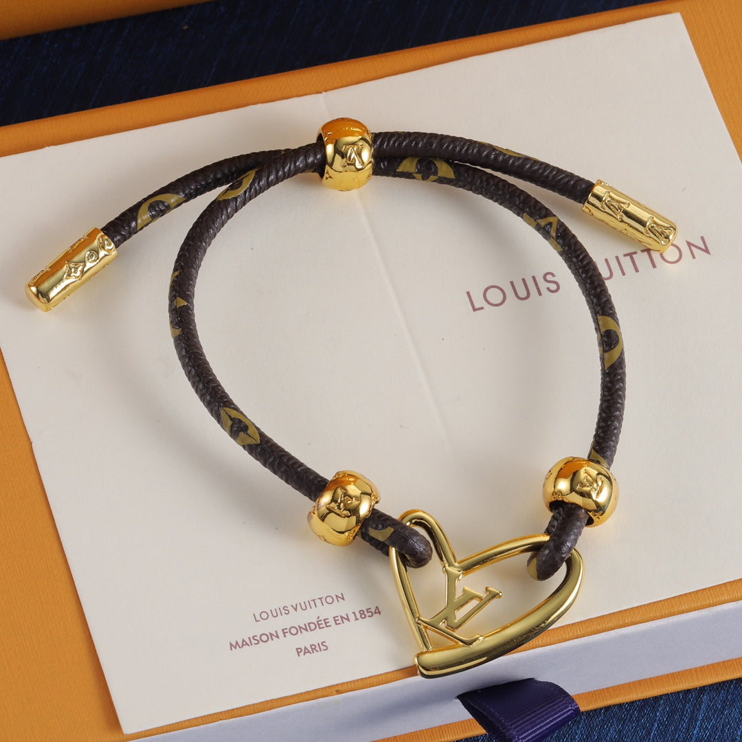 Adjustable Cord Monogram Charm Bracelet