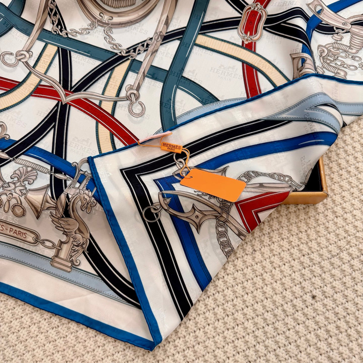 Equestrian Harness Print Square Scarf - 90 x 90 cm