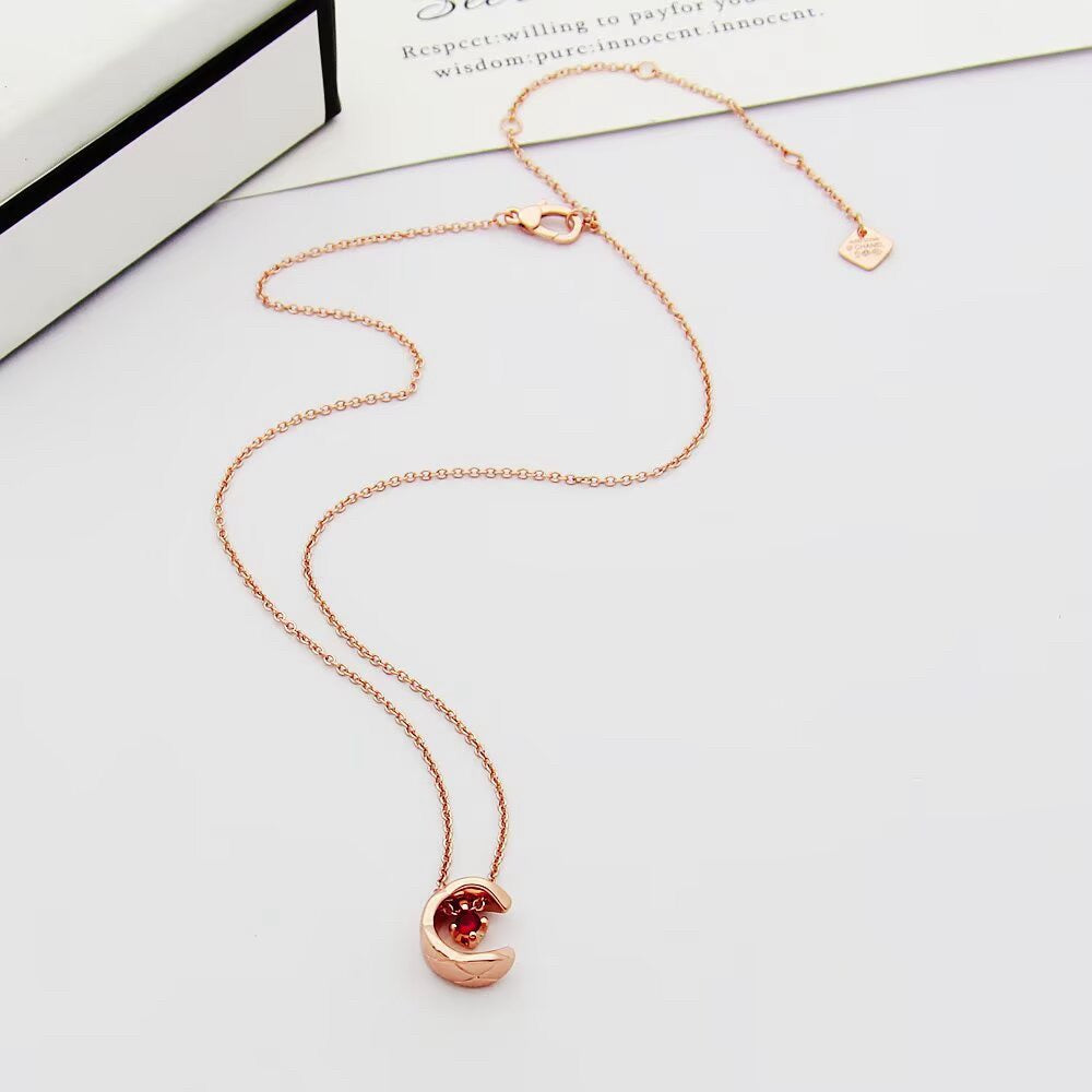 Pave C-Letter Pendant Necklace