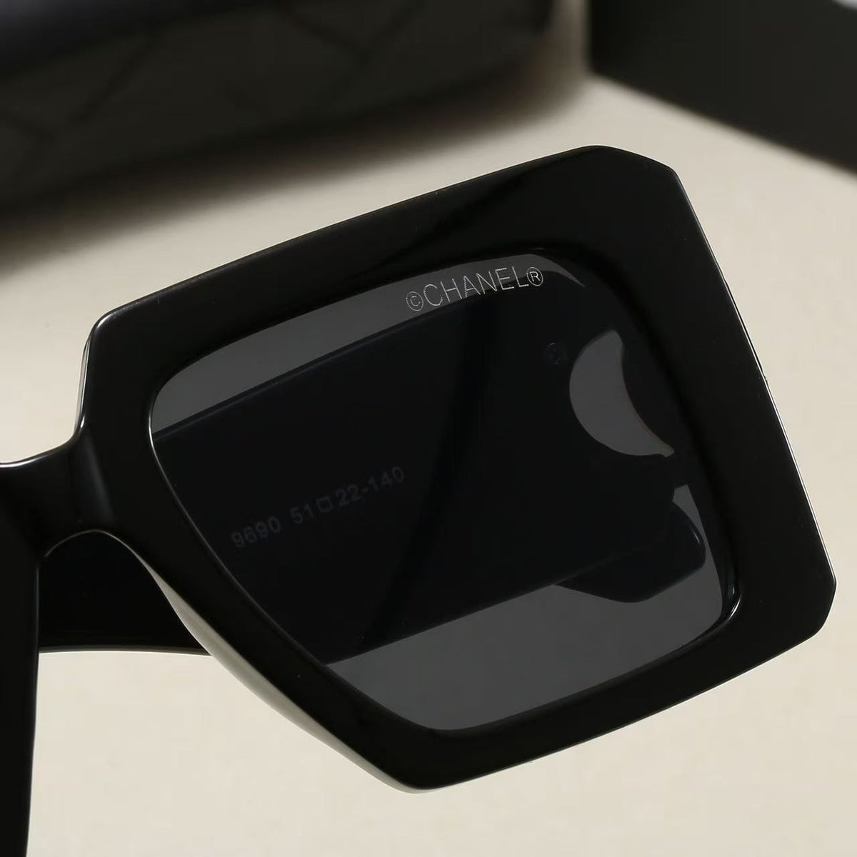 Chunky Square Sunglasses with Interlocking Logo Temples