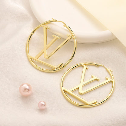 Copper Oversized Monogram Hoop Earrings