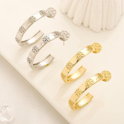 304 Stainless Steel Pave Open Hoop Stud Earrings