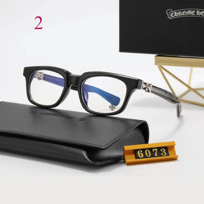 Rectangular Clear-Lens Glasses with Decorative Temples