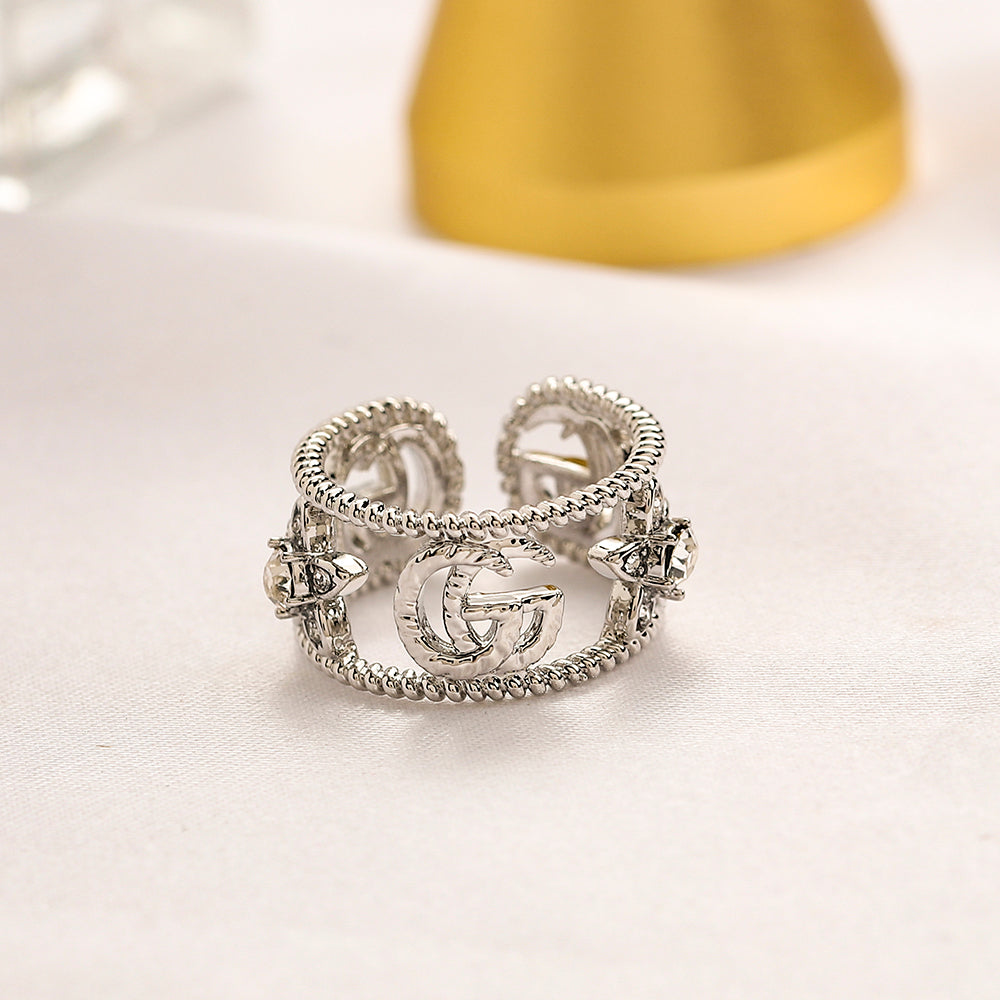 Copper Zirconium Real Gold Plated Ring,Rings Collection、GU*CI  Series