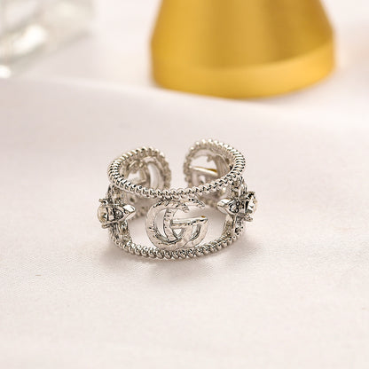 Copper Zirconium Real Gold Plated Ring,Rings Collection、GU*CI  Series