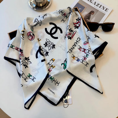 Jewelry Motif Square Scarf - 90 x 90 cm