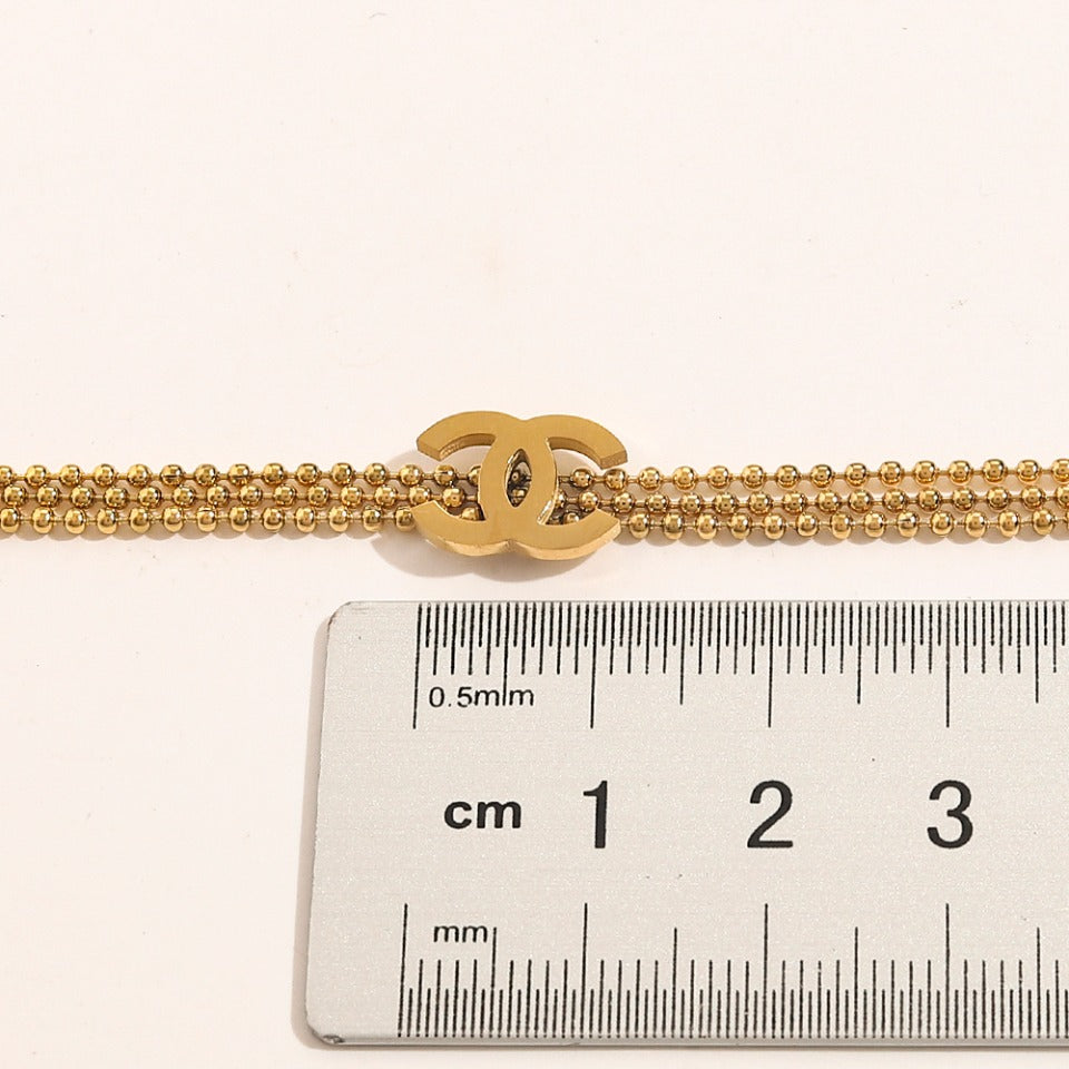 304 Stainless Steel Multi-Row Chain Interlocking-C Bracelet