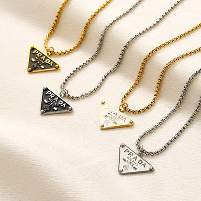 304 Stainless Steel Triangle Pendant Necklace - Style Options