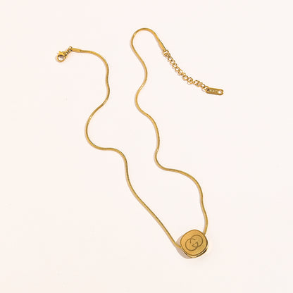 304 Stainless Steel Round Monogram Pendant Necklace - Style Options