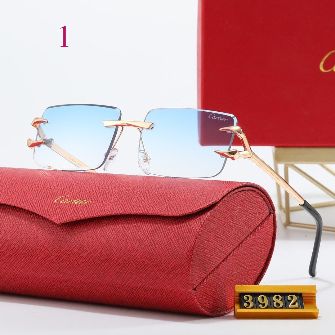 Wide Rectangular Rimless Sunglasses