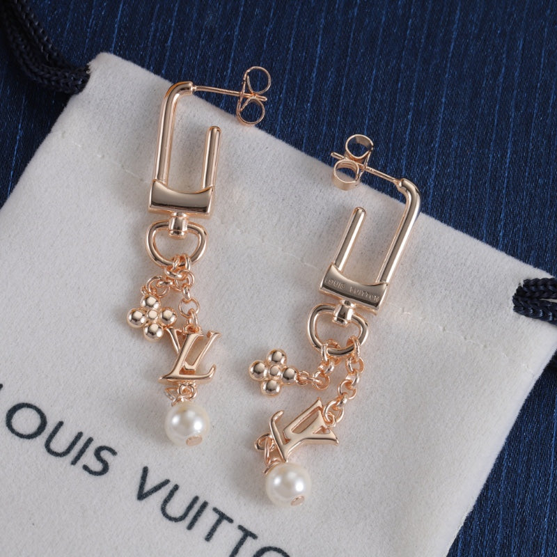 Square Frame & Floral Charm Drop Earrings