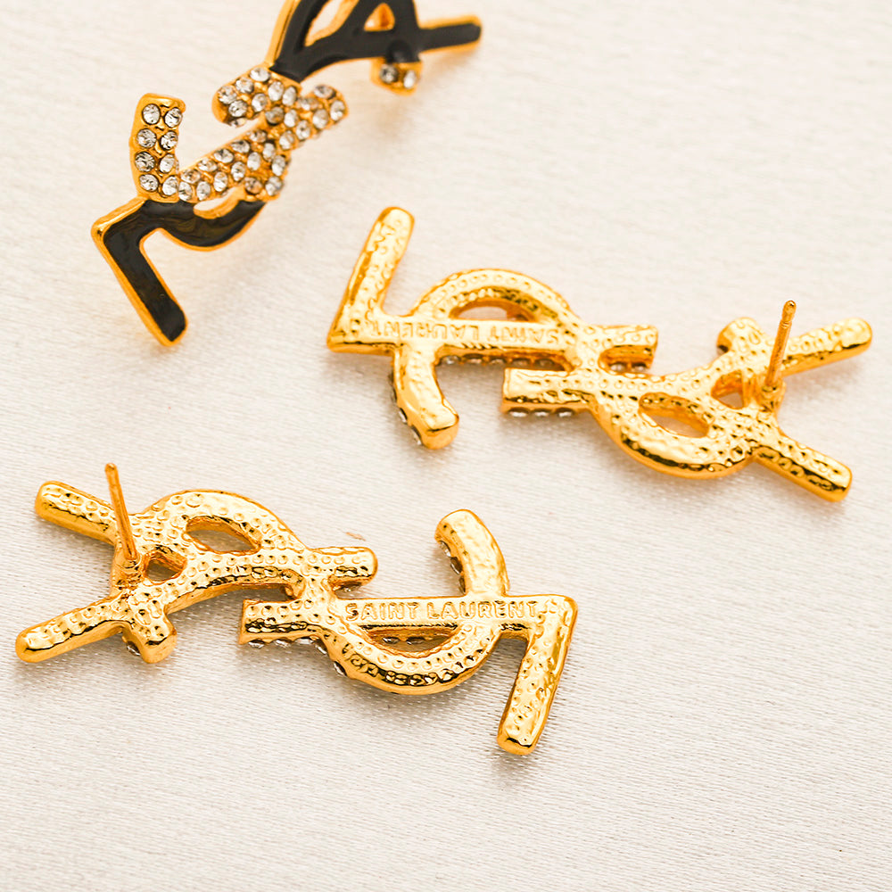 304 Stainless Steel Colorful Letter Stud Earrings