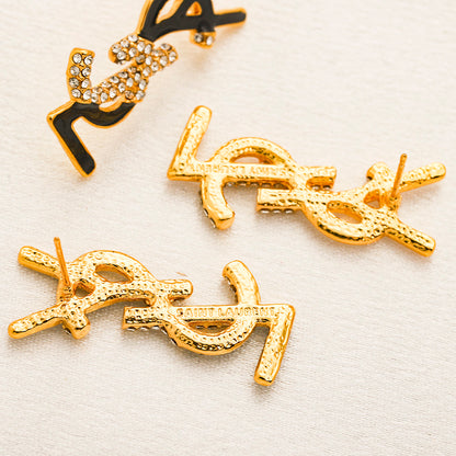 304 Stainless Steel Colorful Letter Stud Earrings