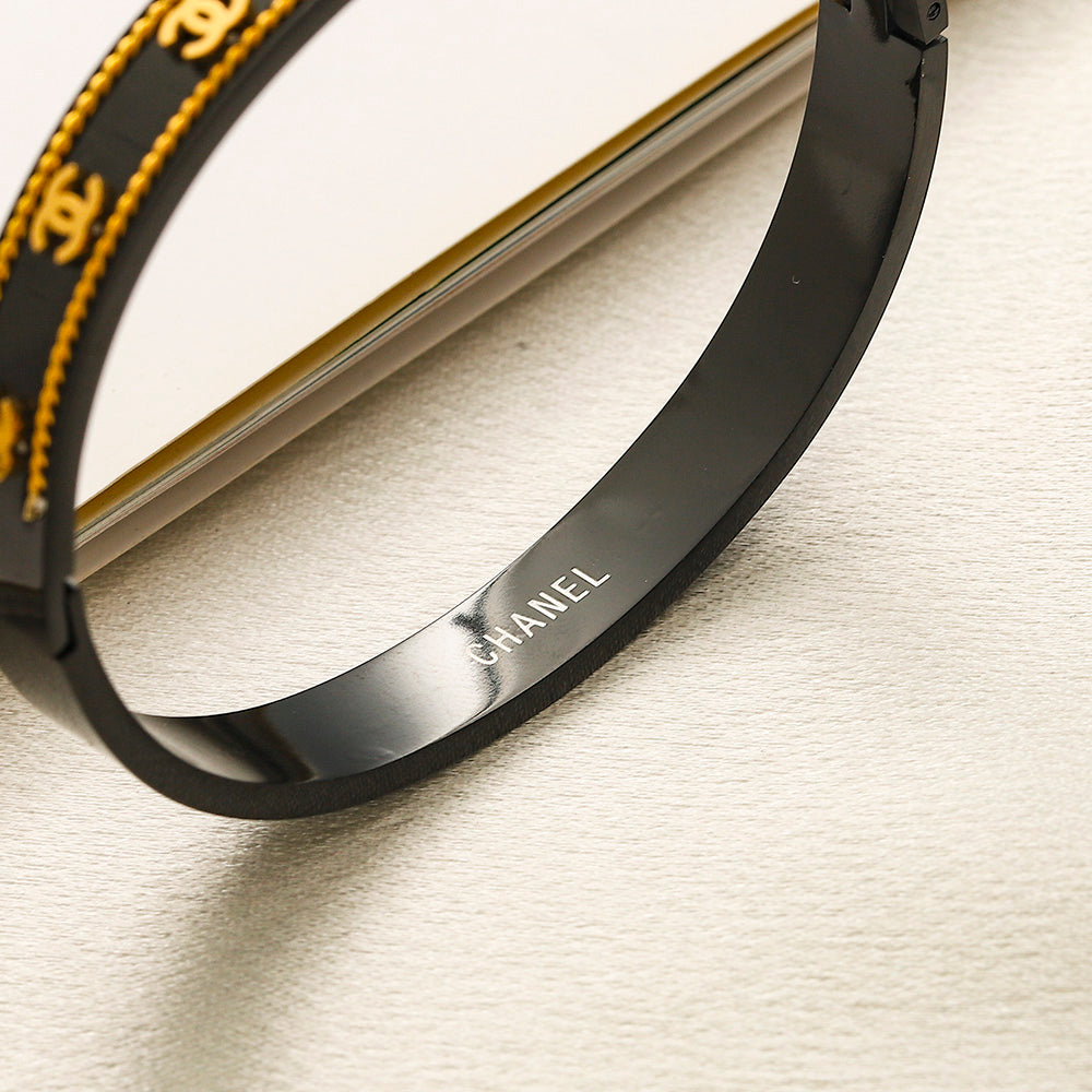 304 Stainless Steel Black Interlocking-C Band Bracelet