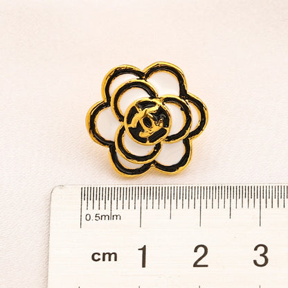 Alloy Black Outline Camellia Stud Earrings