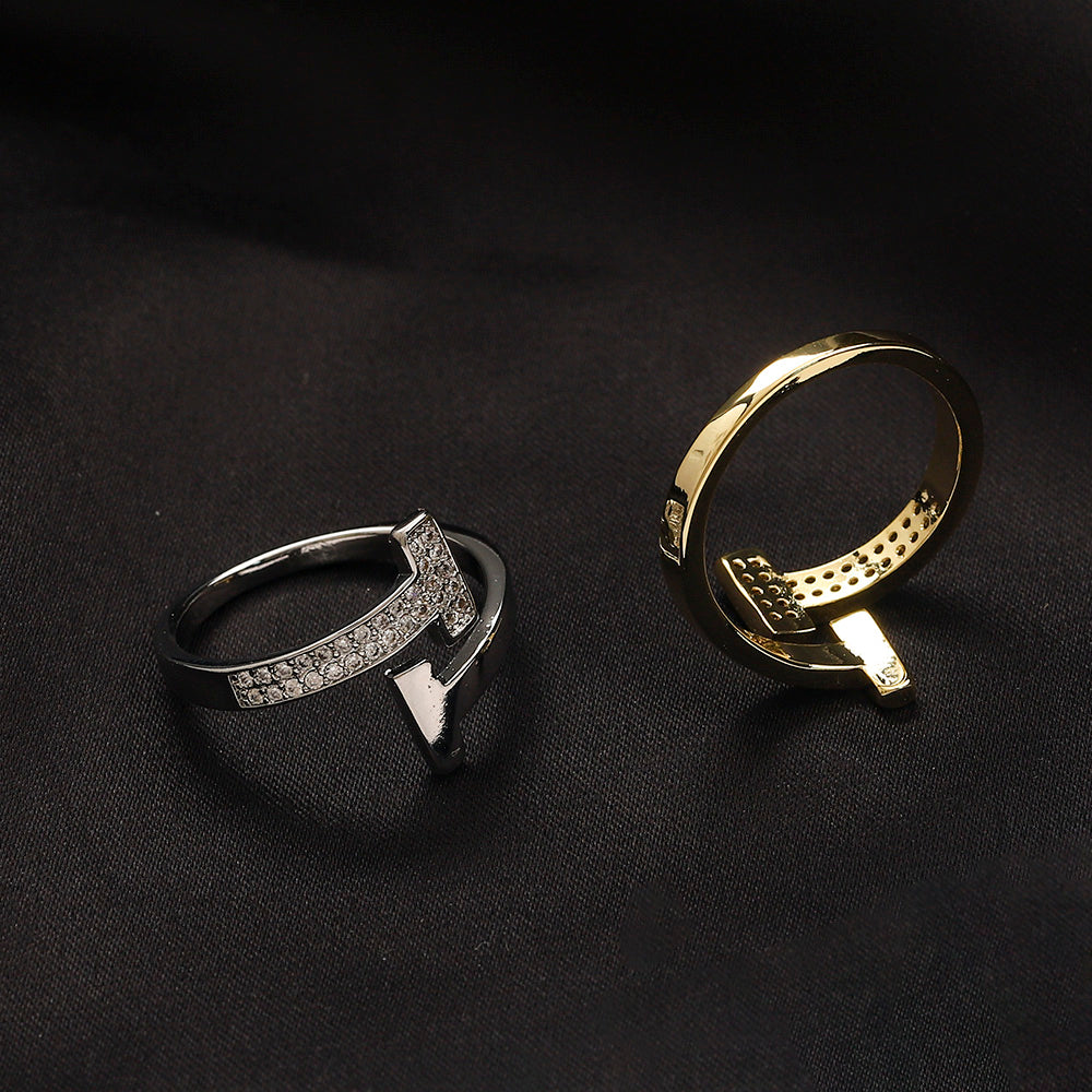 Copper Zirconium Real Gold Plated Ring,Rings Collection、T*ffany Series