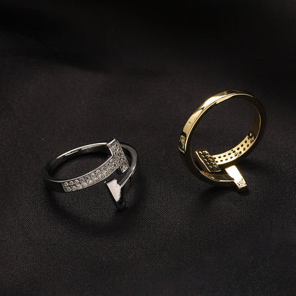 Copper Zirconium Real Gold Plated Ring,Rings Collection、T*ffany Series