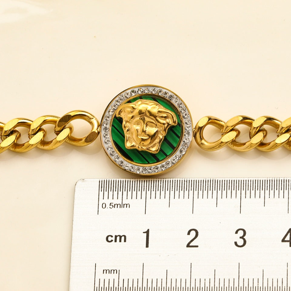 304 Stainless Steel Round Medallion Curb Chain Bracelet