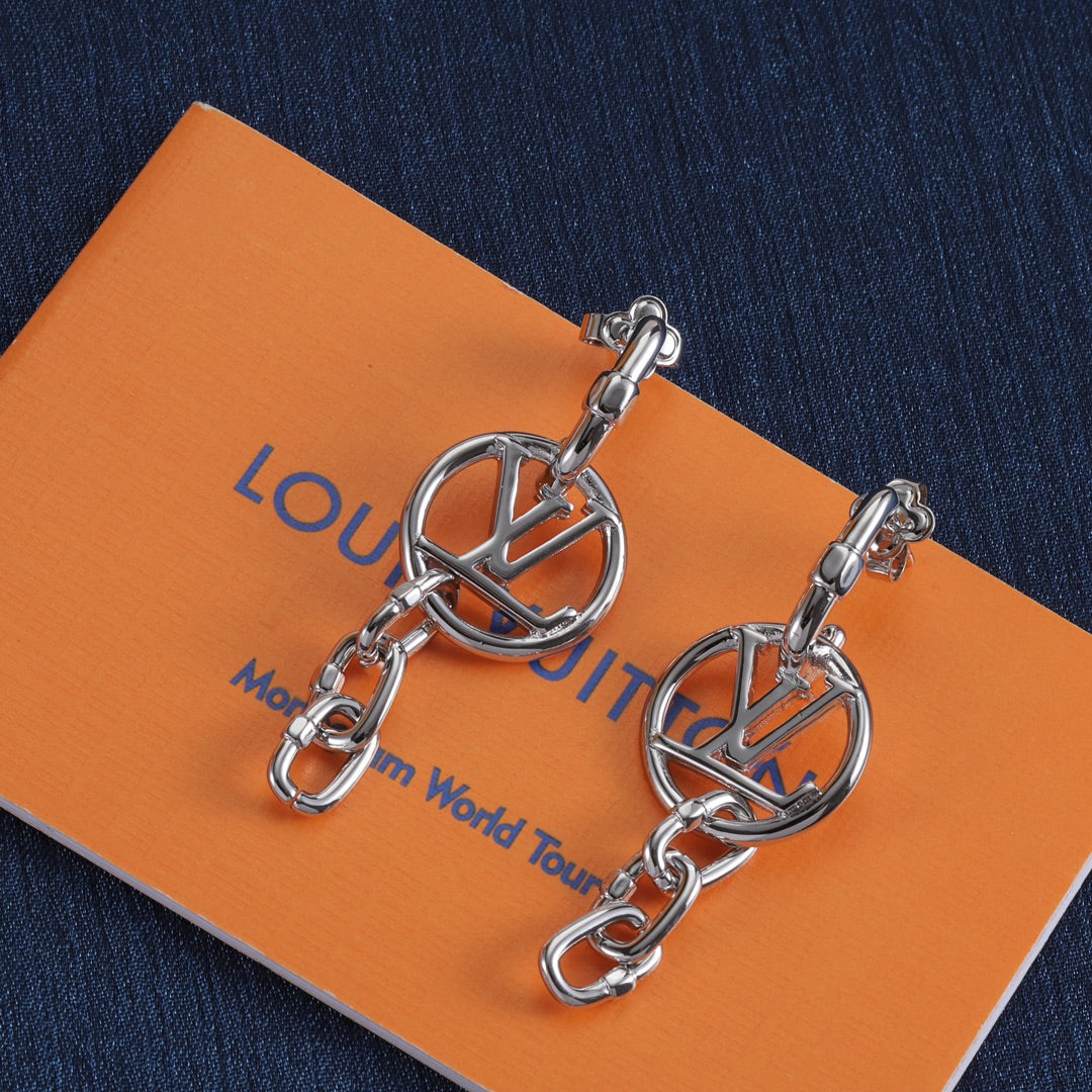 Monogram Chain-Link Dangle Earrings