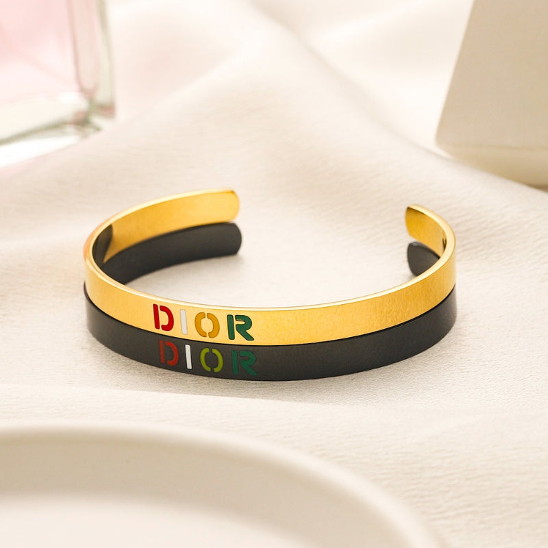 304 Stainless Steel Colorful Lettering Open Cuff Bracelet