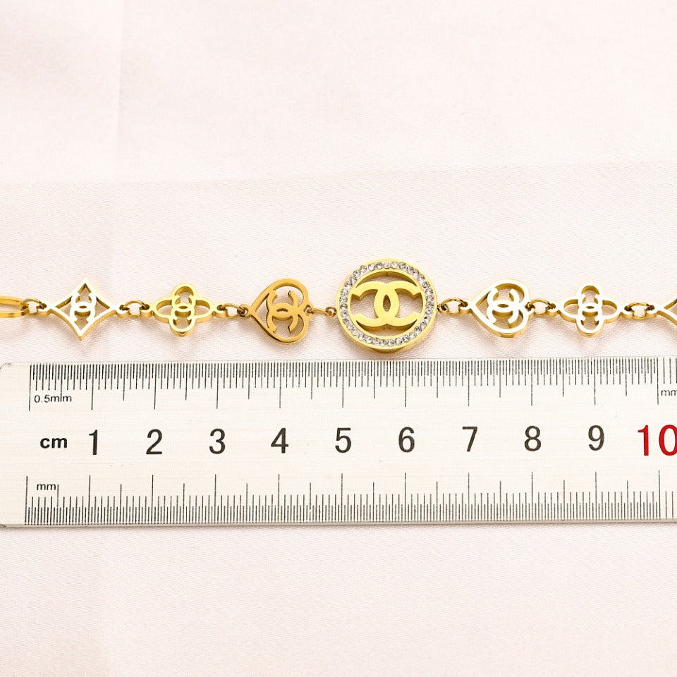 304 Stainless Steel Mixed-Link Monogram Bracelet & Necklace - Individual or Set