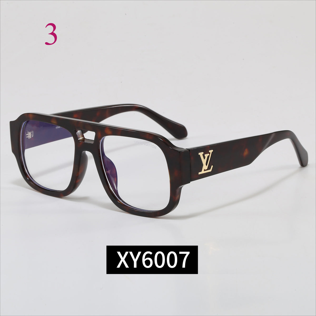 Rectangular Monogram-Temple Glasses - Clear and Tinted Lens Options