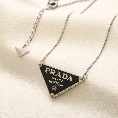 304 Stainless Steel Triangle Pendant Fine Chain Necklace