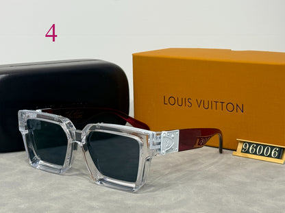Beveled Square Sunglasses with Metallic Temple Trim
