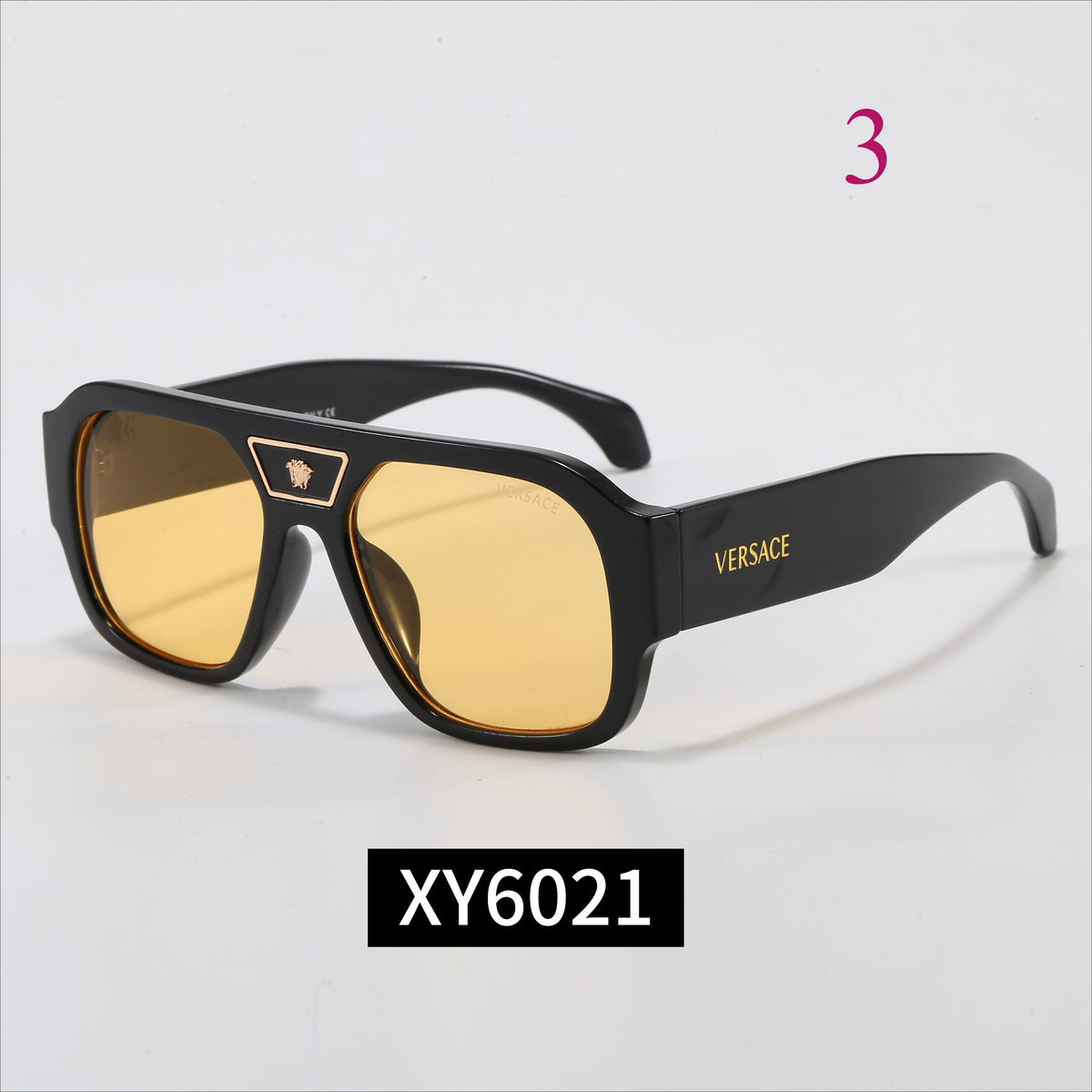 Flat-Brow Aviator Sunglasses with Wide Logo Temples