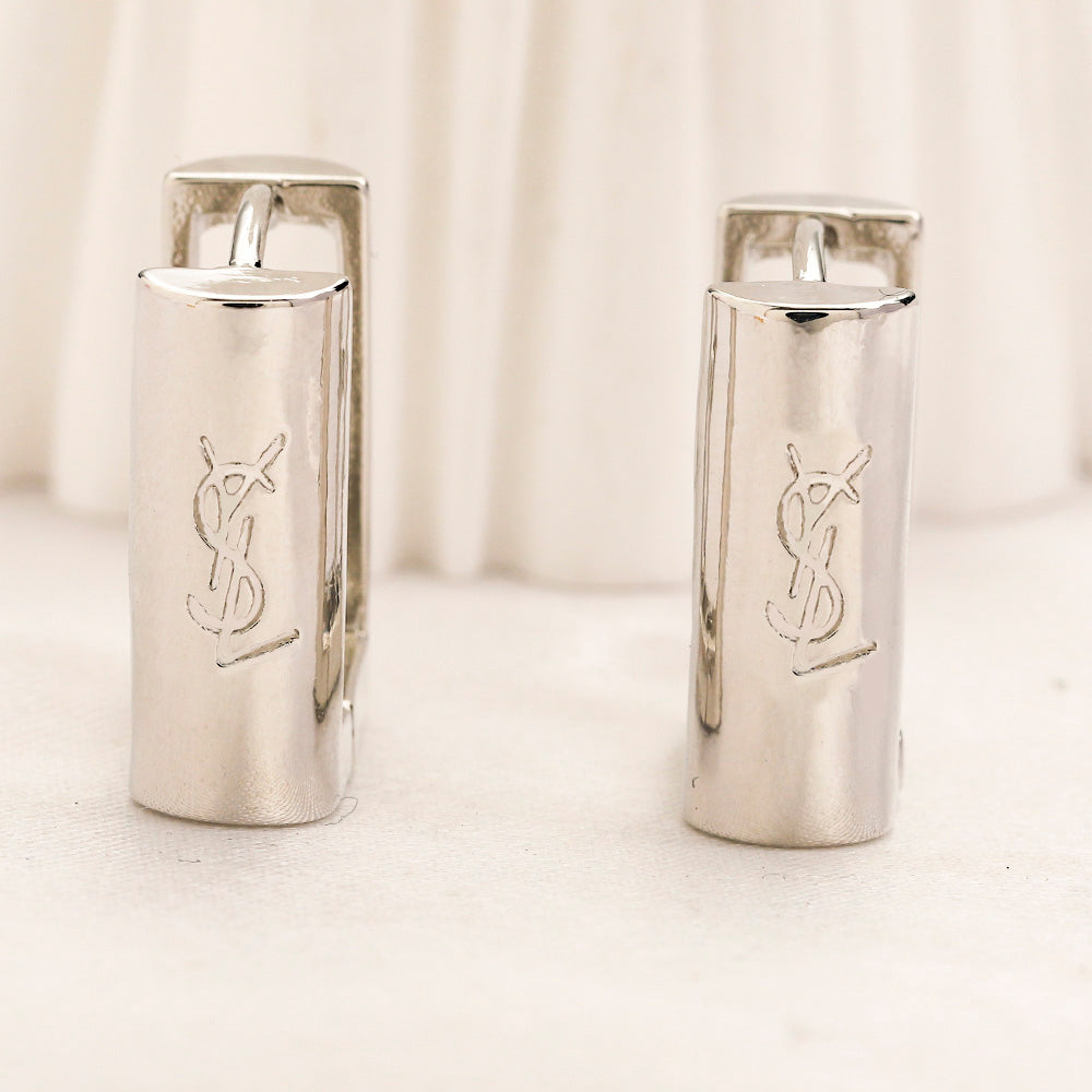 304 Stainless Steel Engraved Tube Hoop Earrings
