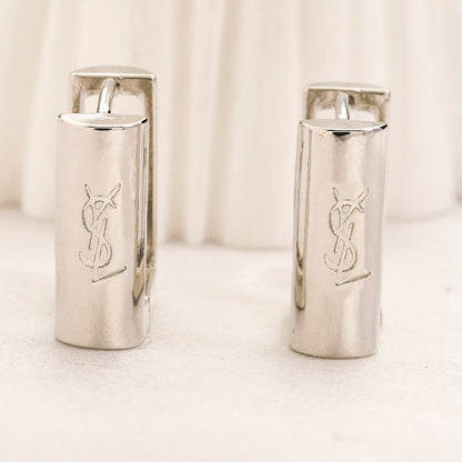 304 Stainless Steel Engraved Tube Hoop Earrings