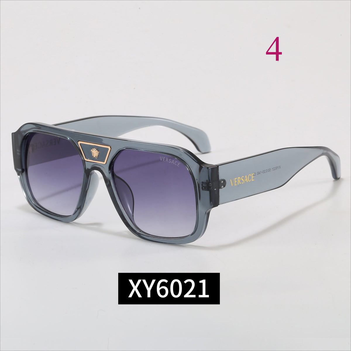 Flat-Brow Aviator Sunglasses with Wide Logo Temples