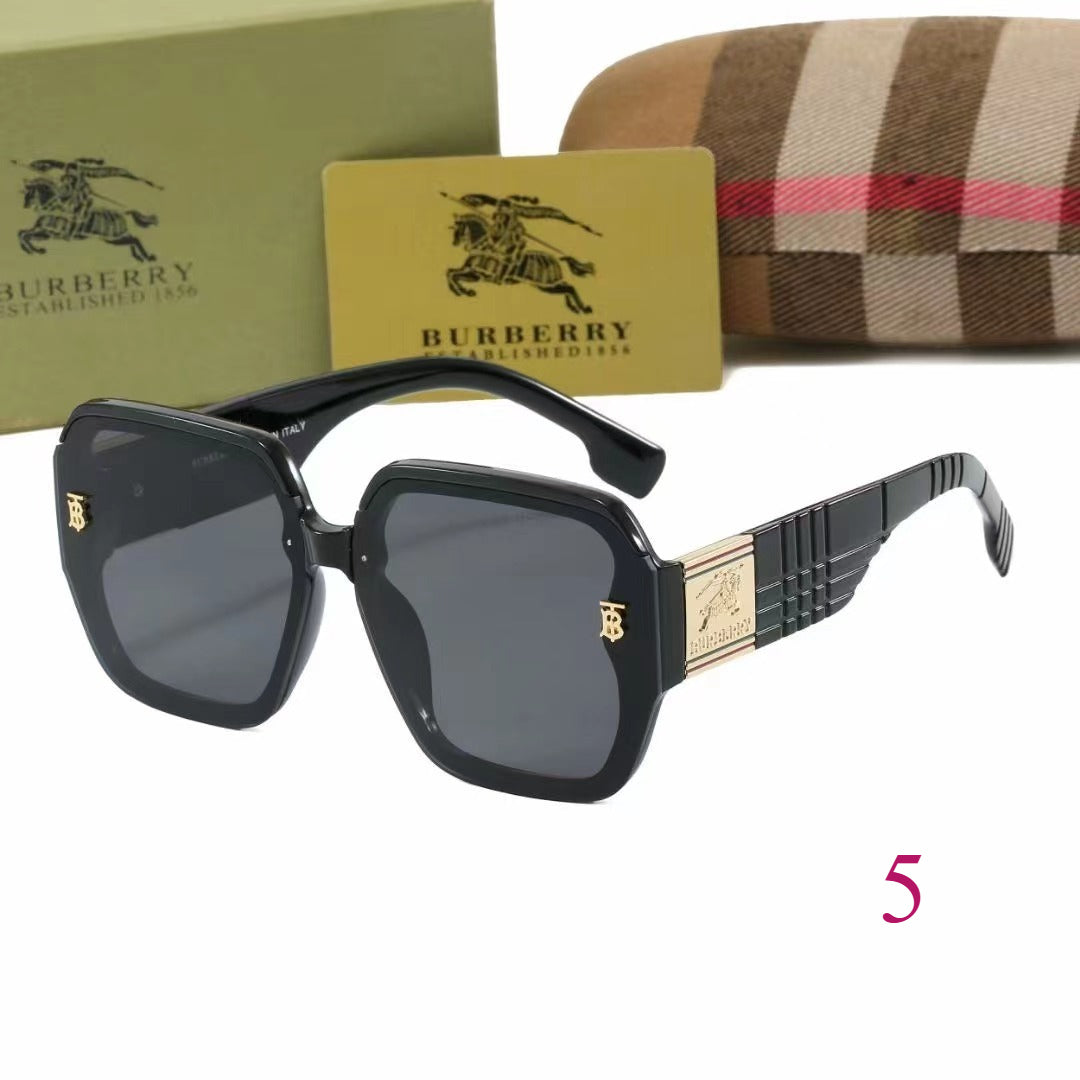 Oversized Square Sunglasses with Patterned Temples