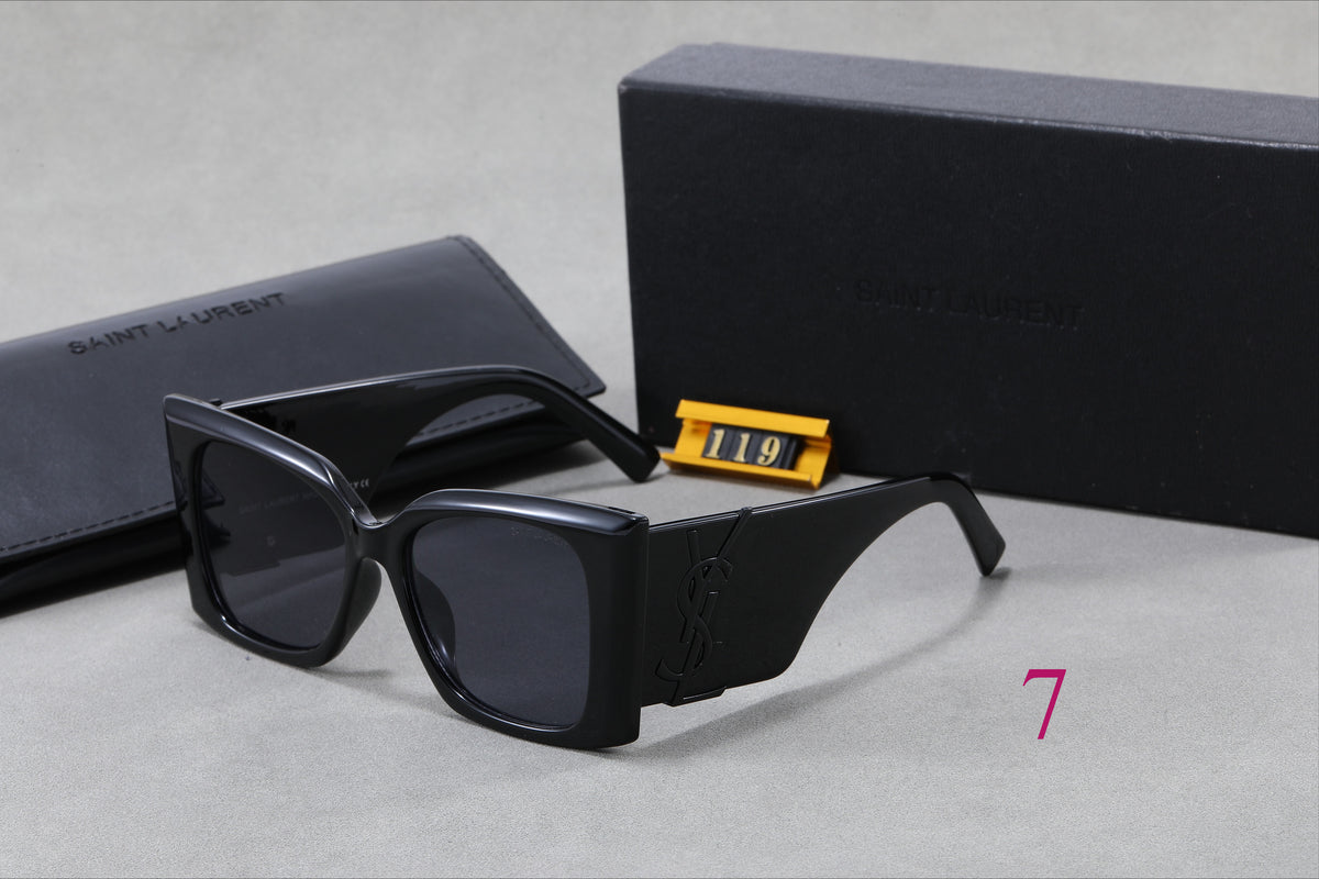 Square Cat-Eye Sunglasses with Monogram Temples